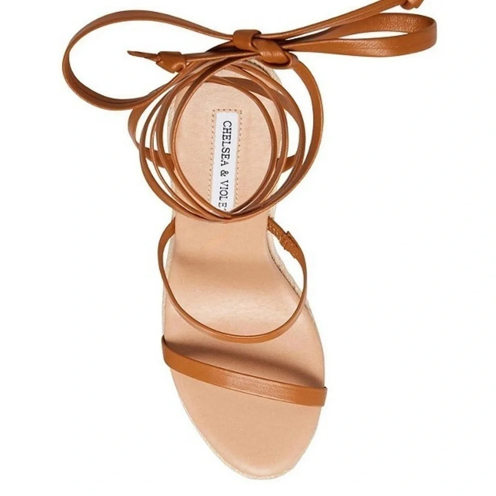 NWT Chelsea & Violet sz 8 Mriah brown leather strappy espadrille sandals